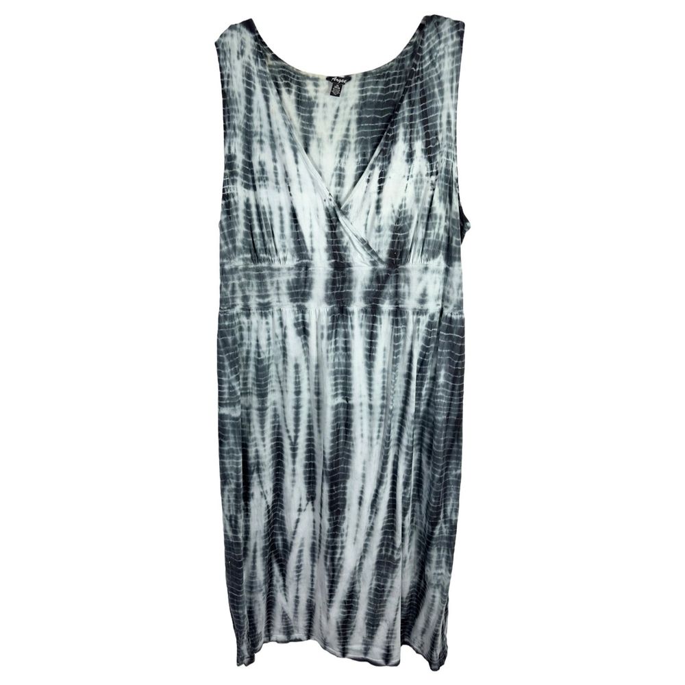 Argee Plus Size 26 28 Maxi Dress Gray Tie Dye Sleeveless Full Smocked‎ 1118